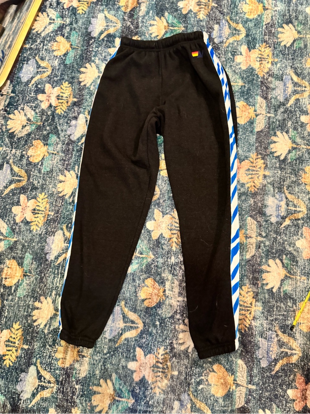Aviator Nation Black Joggers with Blue & White Side Stripe
